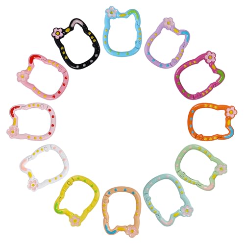 WTYONZEL 12 Pack Cute Cat-Shaped Aluminum Carabiner Keychains - Color 1
