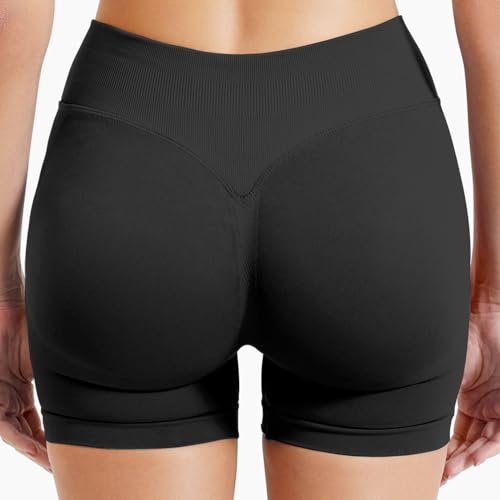 Women's Scrunch Butt Lifting Gym Biker Shorts - Medium/Black