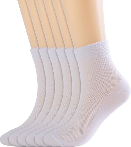 Arukora Women Ankle Thin Socks 6 Pairs Size 5-8 Mesh Breathable Crew Socks - White Black Gray Beige