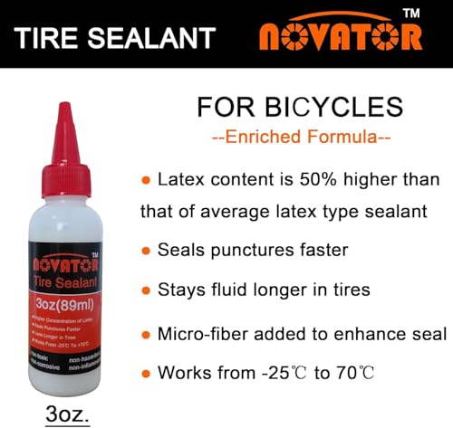 NOVATOR High Performance Bike Tire Sealant 3oz Bottle Set for Tubeless/Tubular MTB Road Gravel CX