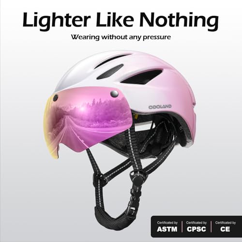 Adult Bike Helmet with Magnetic Visor - Gradient Rose Pink