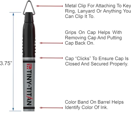 Tiny-Titan Mini Markers - Yellow Ink - 4 Pack with Keychain Clip