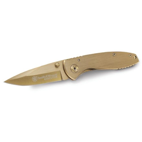 Smith & Wesson Executive CK110GL 6.8in High Carbon S.S. Folding Knife with 2.8in Drop Point Blade and Aluminum Handle for Outdoor, Tactical, Survival and EDC