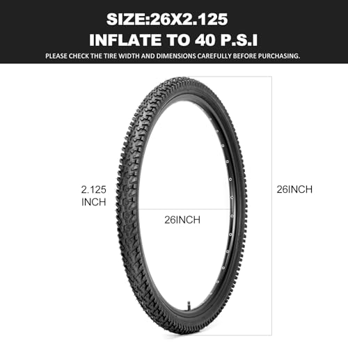 Hycline 26x2.125 MTB Bike Tires + 2 Tubes - Off-Road & Trail Replacement Set
