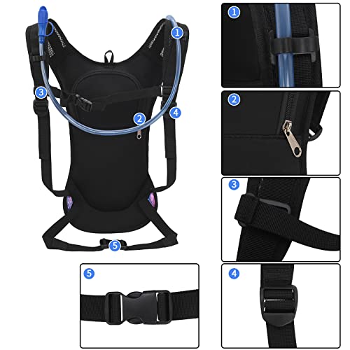 Lightweight Hydration Backpack with 2L Bladder - Black