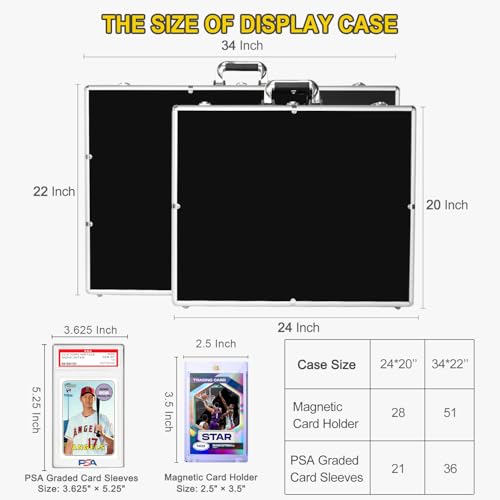 Large Aluminum Locking Tabletop Display Case - 34"x22" Showcase for Cards & Collectibles