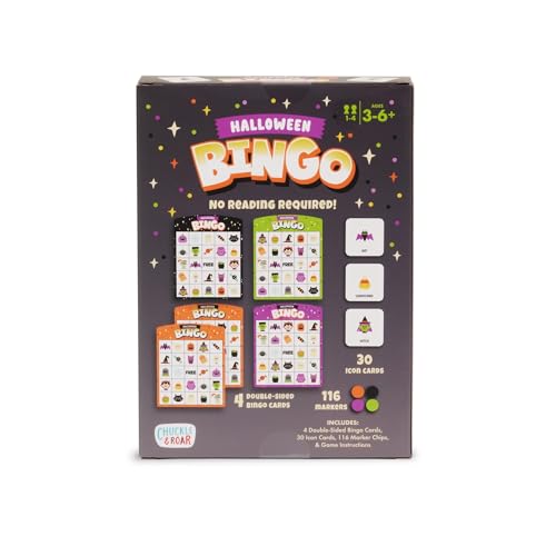 Halloween Bingo Game for Kids & Families - 4 Double-Sided Cards