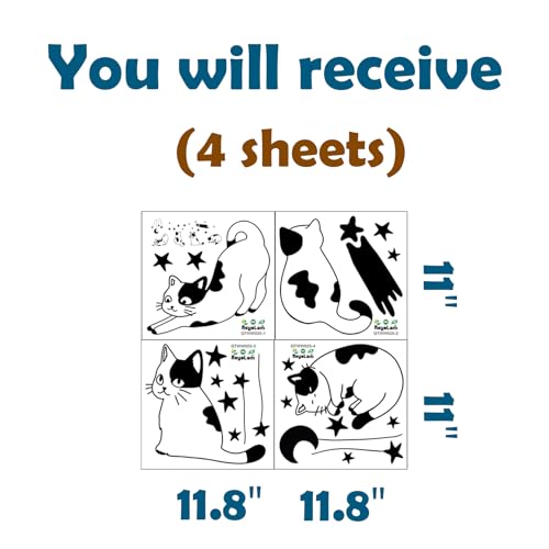 Cartoon Minimalist Cats Stars Wall Stickers for Living Room Nursery Animal Wall Decals Removable Peel and Stick Wall Art Home Decor Decoration for Preschool Bedroom Bathroom Classroom Library