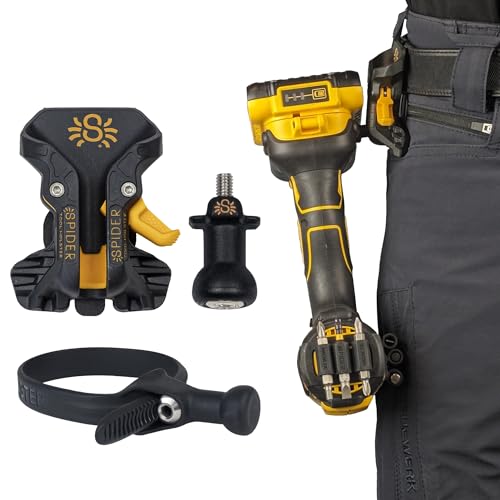Spider Tool Holster - Pro Tool Holster + One Tool Grip + One Driver Pin - Upgraded, Self Locking Multi Tool Holder with Ambidextrous Thumb Lock