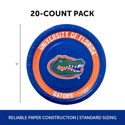 University of Florida 20-Count 9-Inch Paper Plates for Parties