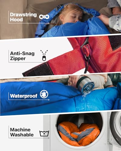 MalloMe Cold Weather Sleeping Bag - Ocean Blue 50-80°F