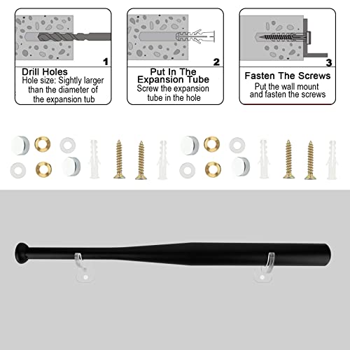 Cosmos Acrylic Baseball Bat Wall Mount Holder Stand Transparent Clear Set for 2-5/8" Barrel