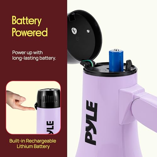 Rechargeable Megaphone with Voice Recording & AUX - Light Purple