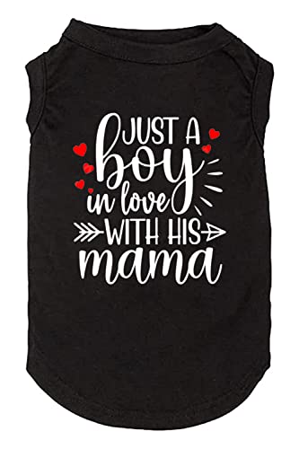 Just a Boy in Love with Mama Dog Shirt - Large, Boy-Black