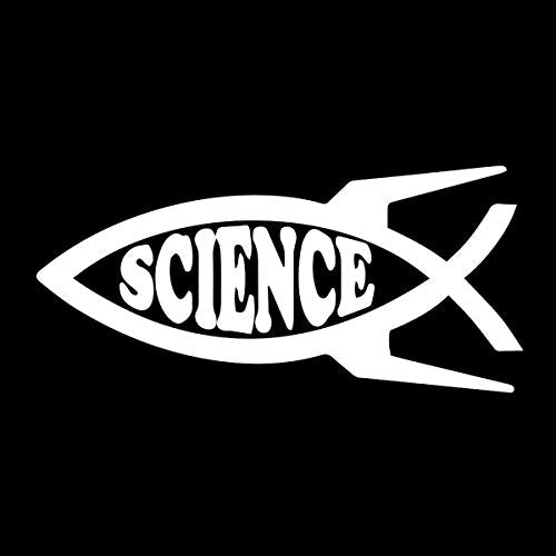 Rocket Science Fish Vinyl Decal - Weatherproof Bumper Sticker, 5-Inch White