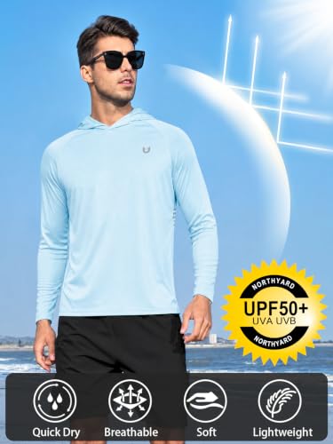 Men's UPF 50+ Sun Hoodie Long Sleeve Fishing Shirt - Lightweight, Quick Dry, Moisture Wicking