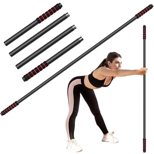 5 Ft Adjustable Yoga Stick - Sturdy Steel, Non-Slip Foam Handles - Black