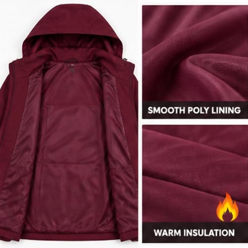 Reebok Women's Maroon Lightweight Rain Jacket - Large Full-Zip Hooded Coat with Pockets