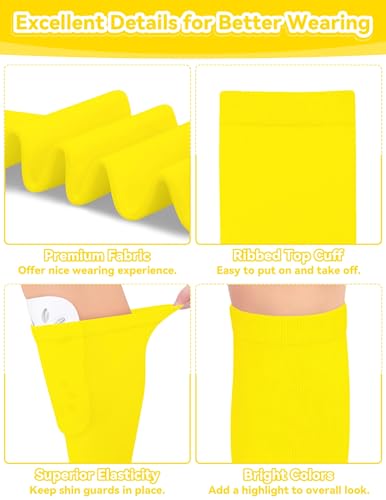 Kids Soccer Socks - Toddler Baseball Socks for Ages 3-6 Years - Pure Yellow