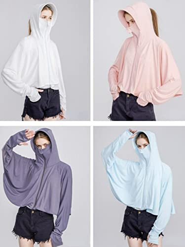 White Women's Sun Protective Lightweight Hoodie UPF 50+ UV Sun Shirt