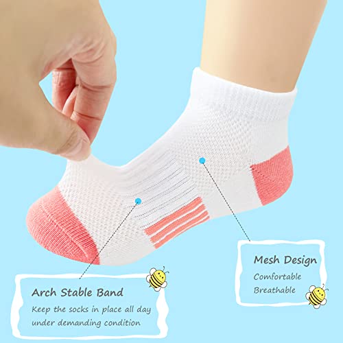 Ankle Athletic Socks for Kids - 12 Pairs, Cotton, White (7-10 Years)