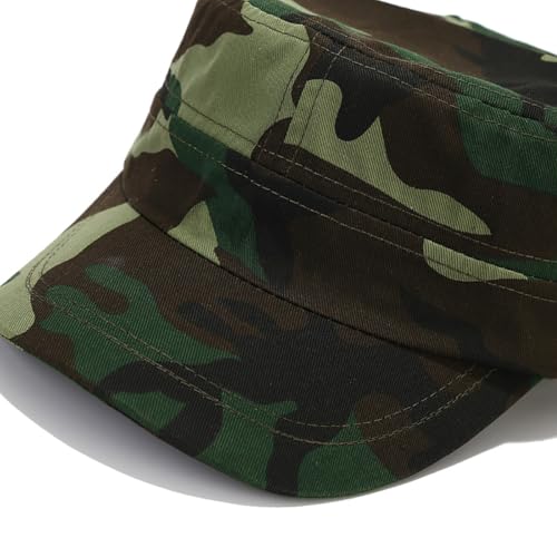 Malaxlx Camo Green Unisex Army Cap with UPF 50 Sun Protection Adjustable Breathable Military Hat