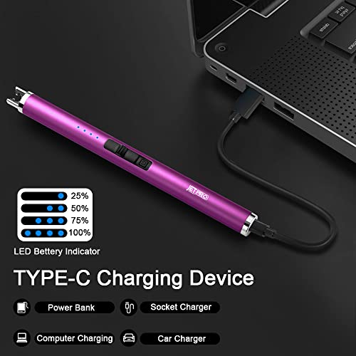 USB Rechargeable Electronic Arc Lighter - Windproof Flameless - Purple