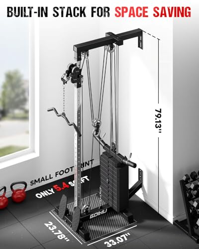 Cable Crossover Machine with Adjustable Pulley System - Dark Black