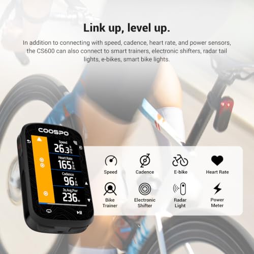 COOSPO CS600 GPS Bike Computer - Waterproof Touchscreen Speedometer