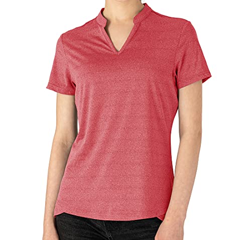 YSENTO Women's Short Sleeve V-Neck Golf Polo Shirt - Dry Fit Collared Top