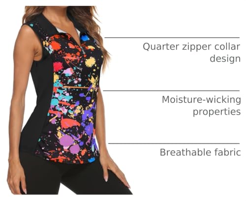 Women's Sleeveless Golf Polo - 1/4 Zip Tennis Tank Top S-2XL