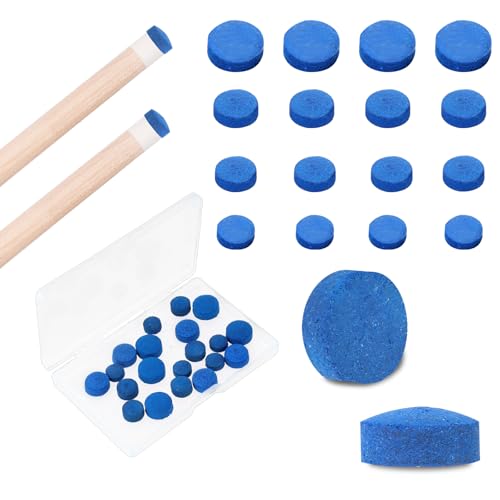 20 High-Quality Billiard Pool Cue Tips with Storage Box - 9mm, 10mm, 12mm, 13mm