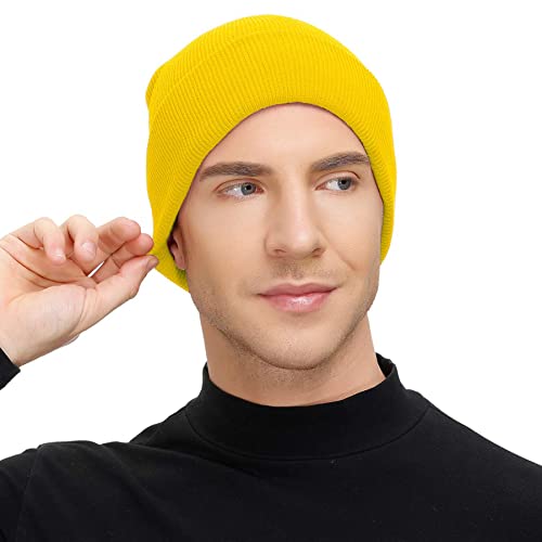Unisex Knit Cuffed Beanie Hat for Halloween - One Size, Yellow