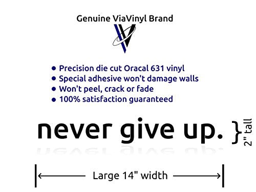 Never Give Up Over the Door Wall Decal Sticker Art - Gold