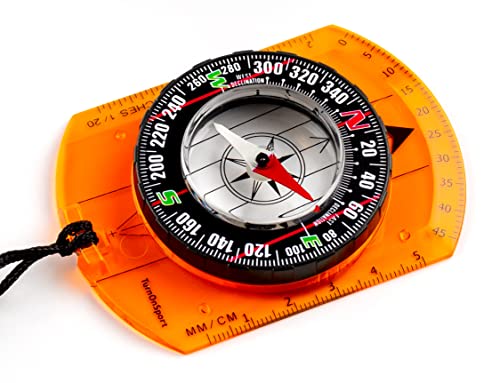 Orange Orienteering Compass for Hiking & Camping - Scout & Survival Navigation