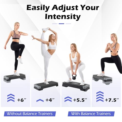 Adjustable 3-in-1 Aerobic Step Platform - Gray, 600 LBS Capacity