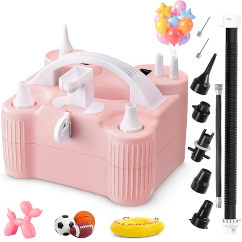 Pink 4-in-1 Electric Balloon Pump with Nozzles & Tying Tool - Portable 600W