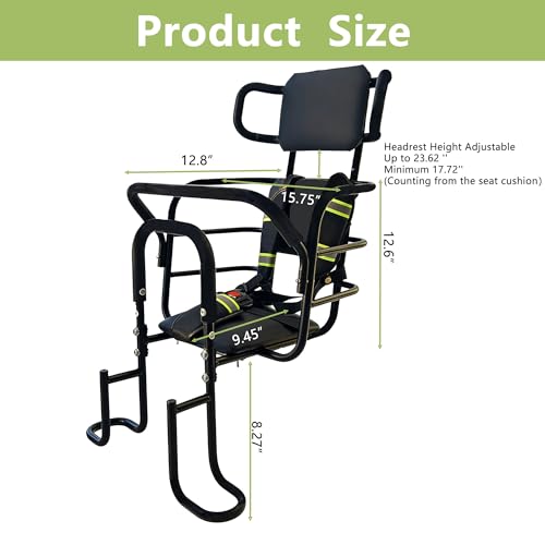 Kid's Bike Seat with Adjustable Headrest - Black
