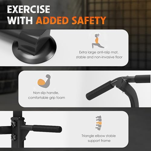 Height Adjustable Power Tower Pull Up Bar - Black, 330LB Capacity
