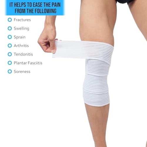 Extra Long Elastic Knee Wrap Compression Support Bandage - White
