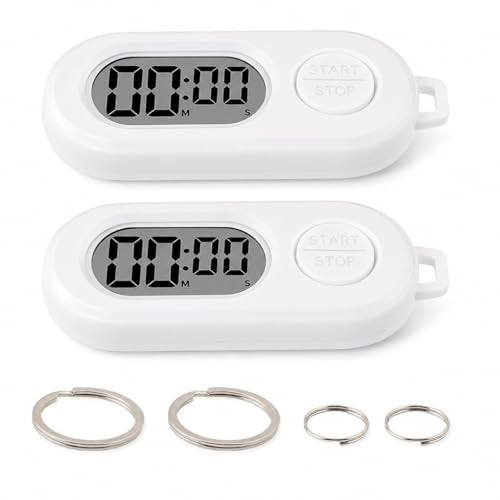 Mini Digital Keychain Timer - 2 Pack Countdown Stopwatch