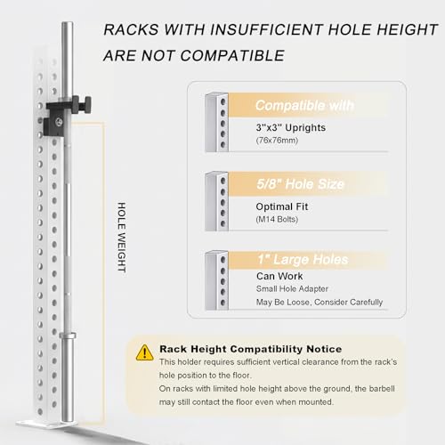 Heavy-Duty Olympic Barbell Holder for 3x3 Power Racks - No Drilling