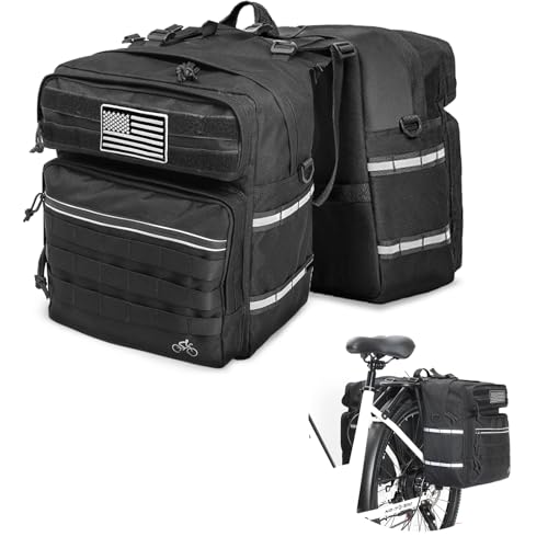 Axiniu Black 50L Waterproof Bicycle Panniers Bag for Rear Rack