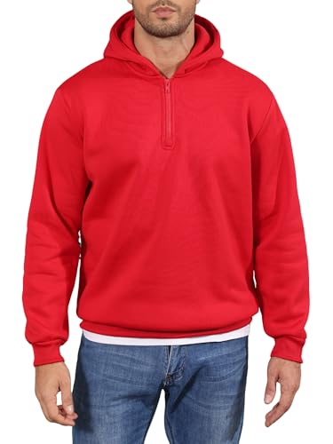 Men's Lightweight Fleece Quarter Zip Hoodie - Long Sleeve Pullover