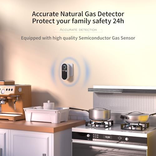 Natural Propane Gas Detector,3 in 1 Plug-in Combustible Gas Leak Detector Monitor(Gas, Temperature and Humidity Display) for Home & RV Leak Alarm for LNG, LPG, Methane (1)