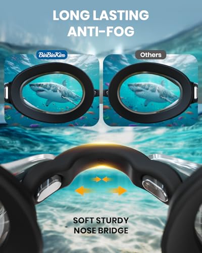 BinBinKim Racing Swimming Goggles 180° Wide View Anti-Fog UV Black