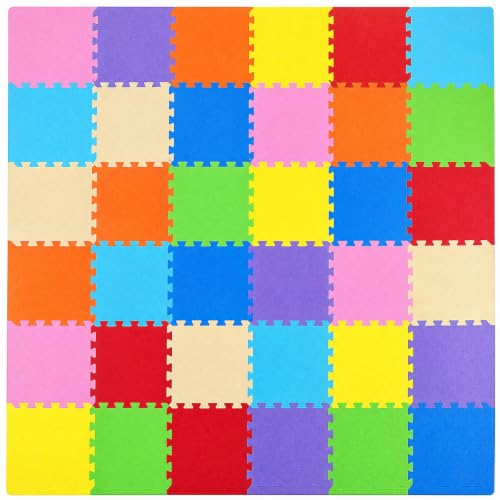 BalanceFrom Multi-Color Foam Play Mat Tiles for Kids - 36 Sq Ft Cushioned Baby & Toddler Floor Covering