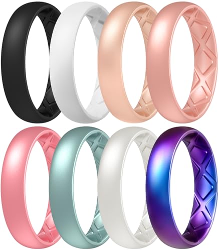 Egnaro Women’s Silicone Engagement Ring, 5.5mm Wide Comfort Fit