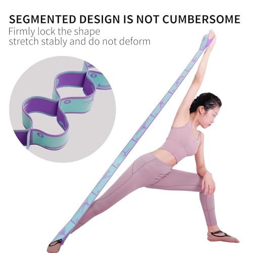 Adjustable 9 Loops Elastic Yoga Strap - Blue Stretch Band for Therapy, Pilates & Dance
