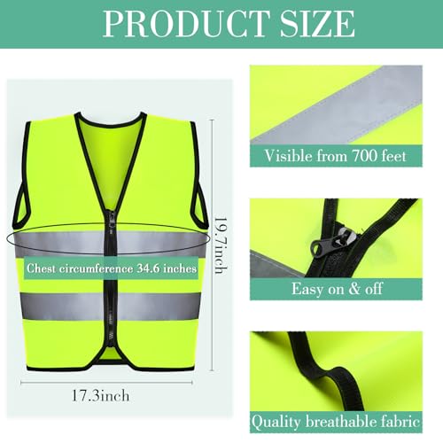 Unittype 10 Pcs Kids Safety Vest Bulk High Visibility Reflective Neon Traffic Vest with Zipper for Aged 3-10 Children